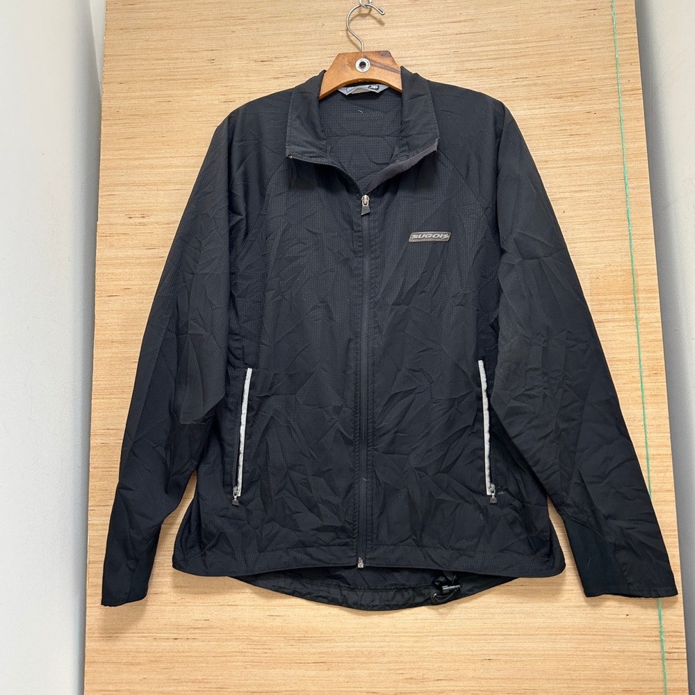 Sugoi Mens Black Ripstop Cycling Jacket Full Zip Reflective Large Made in Canada